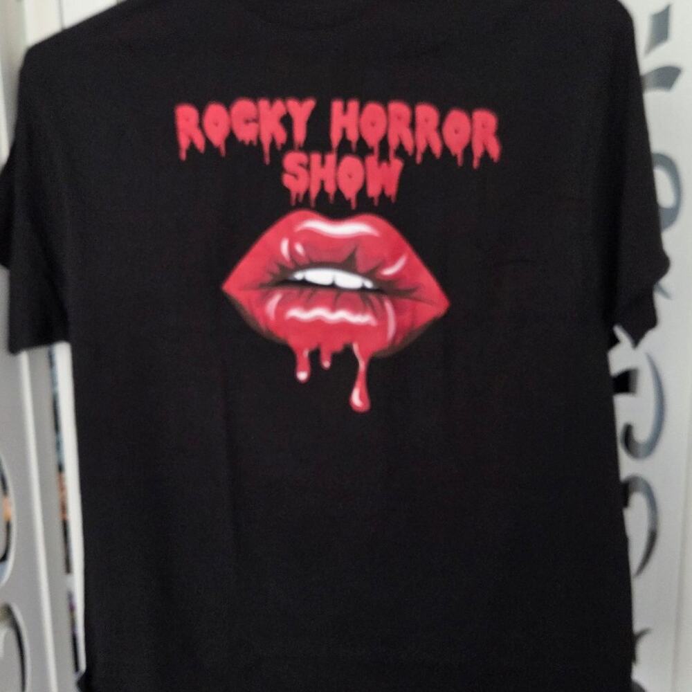 Rocky Horror Show Tim Curry T Shirt 2XL Red Lips Black Graphic Tee NWOT Goth